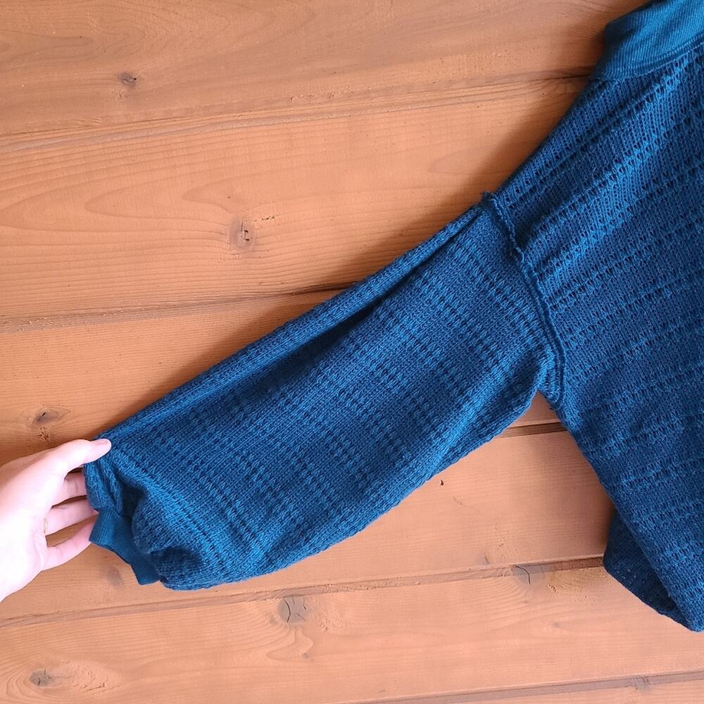 Free People Top Sistine Hacci Sweater Teal Treasure Boho Slouchy XS Cottage Y2K - Picture 5 of 6